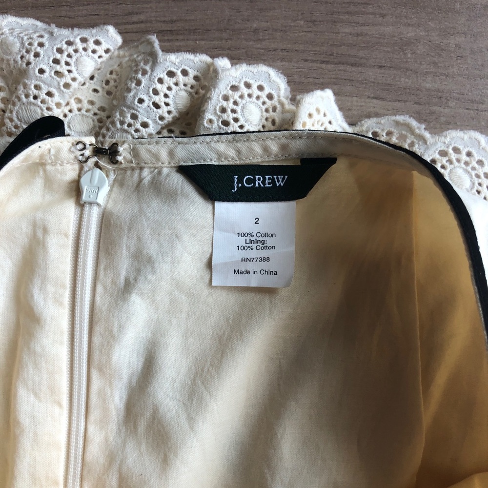 J. Crew Cream Midi Cotton Skirt Lace Ruffle and Velvet Trim Details 2006 - Picture 2 of 8
